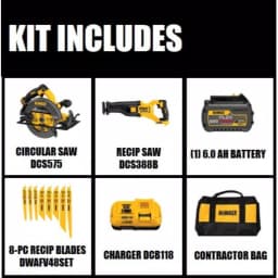 DEWALT DCS575T1 FLEXVOLT 60V MAX 7-1/4 in. Brushless Circular Saw Kit with 6.0Ah Battery & Recip Saw Bonus thumbnail 2