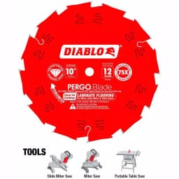 Diablo 10 in. x 12-Tooth Polycrystalline Diamond (PCD) Tipped Ultimate Flooring Saw Blade thumbnail 6