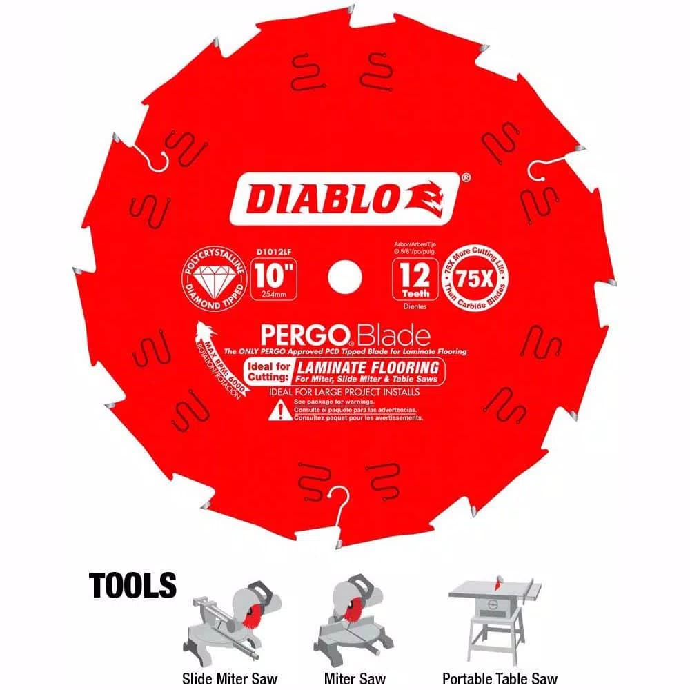 Diablo 10 in. x 12-Tooth Polycrystalline Diamond (PCD) Tipped Ultimate Flooring Saw Blade