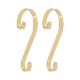 Haute Decor Brass Scroll Stocking Holders, 2-Pack - Ornate Christmas Mantel Decor thumbnail 1