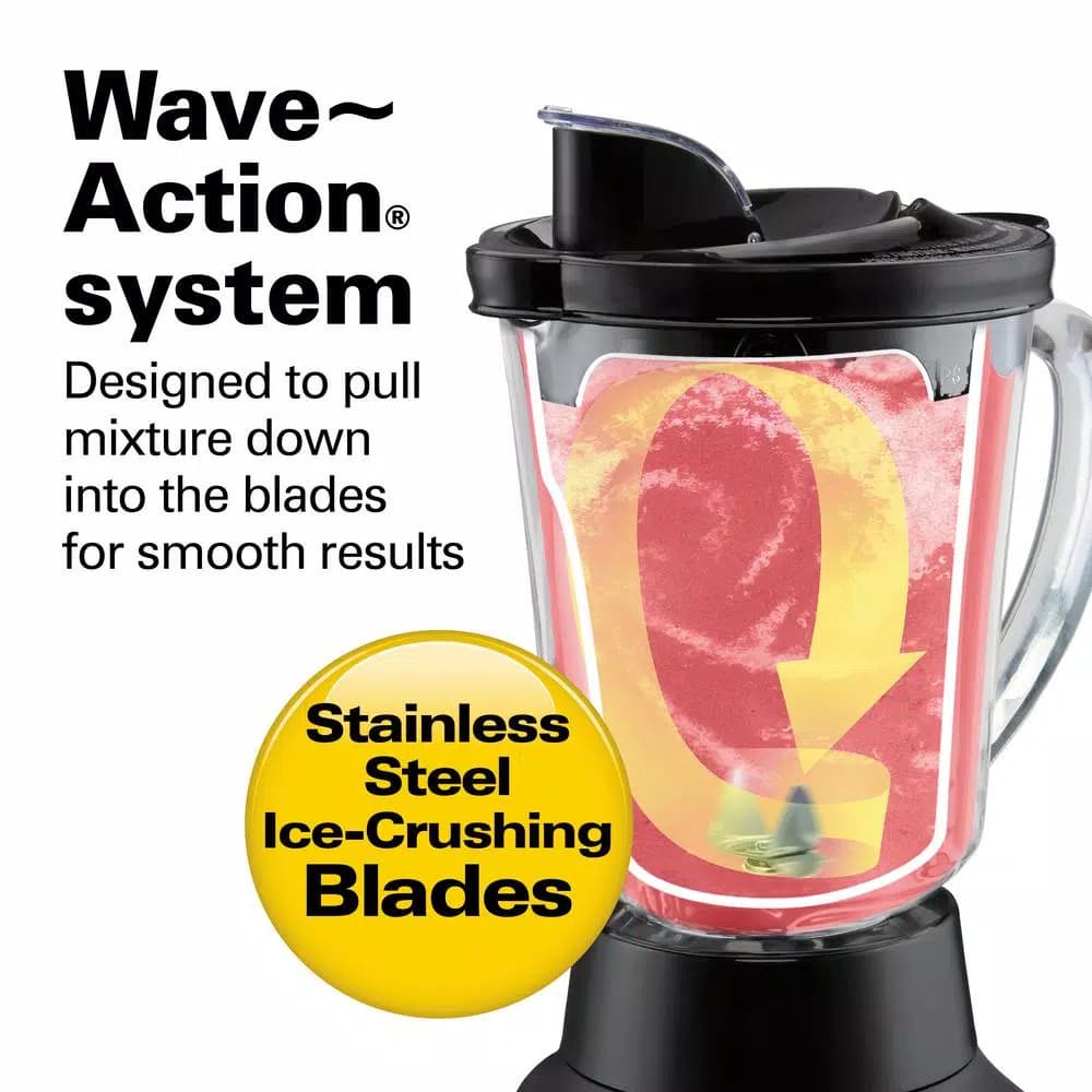 Hamilton Beach Wave Crusher 800W Blender with 40 oz. Pitcher and 20 oz. Travel Jar, Gray