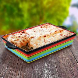 Gibson Pueblo Springs 3-Piece Stoneware Bakeware Set, Assorted Colors, Rectangular Ceramic Baking Dishes thumbnail 4