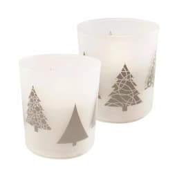 LUMABASE Christmas Trees Silver LED Battery Operated Glass Candles, Set of 2 thumbnail 1