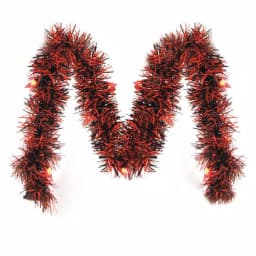 Brite Star 10 ft. Pre-Lit LED Orange and Black Tinsel Halloween Garland thumbnail 1