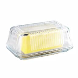 Home Basics Clear Glass Butter Dish with Ribbed Exterior, 3.9 x 6.6 in. thumbnail 1