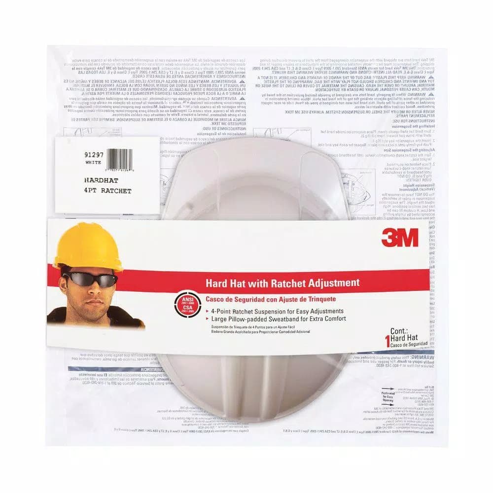 3M White Non-Vented Hard Hat with 4-Point Ratchet Adjustment