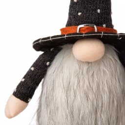 Glitzhome 20 in. Halloween Fabric Gnome Sitter Decor with Posable Hat and Faux Fur Beard thumbnail 3