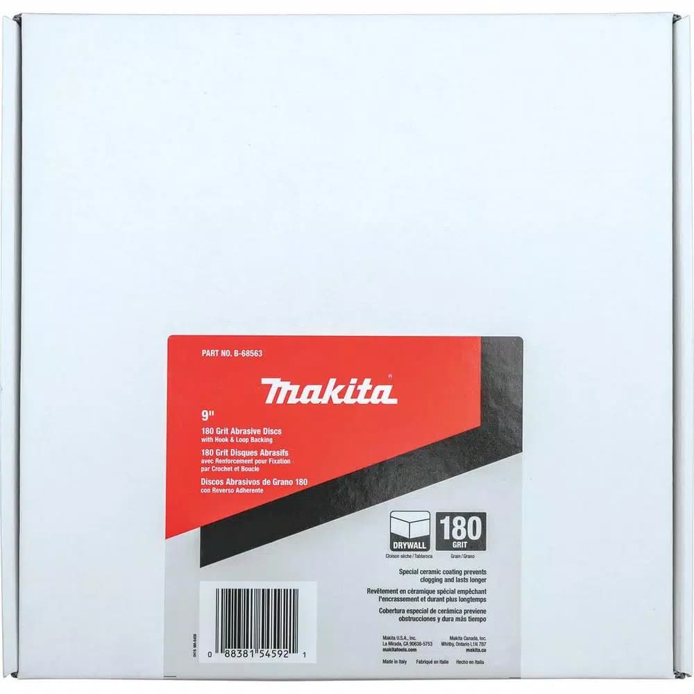 Makita 9 in. Round Abrasive Disc, 180-Grit, Hook & Loop, Ceramic (25-Pack)