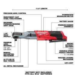 Milwaukee M12 FUEL 12V Brushless Cordless Ratchet & Impact Driver 3-Tool Combo Kit with (2) 2.0Ah Batteries thumbnail 3