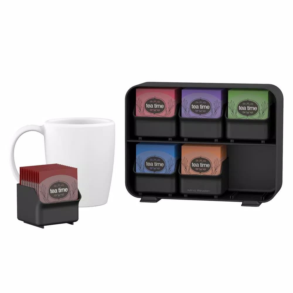 Mind Reader Clutch 6-Drawer Tea Bag Organizer Holder, 90-Bag Capacity, Black
