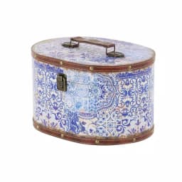 LITTON LANE Vintage Oval Wood and Faux Leather Case-Style Storage Boxes with Lids (Set of 2) thumbnail 5