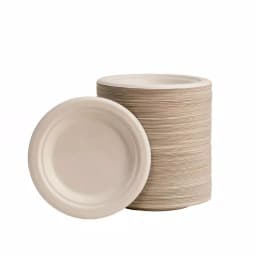 Unbranded 6 in. Natural Sugarcane Plates, Biodegradable & Compostable, 600 Pack thumbnail 1