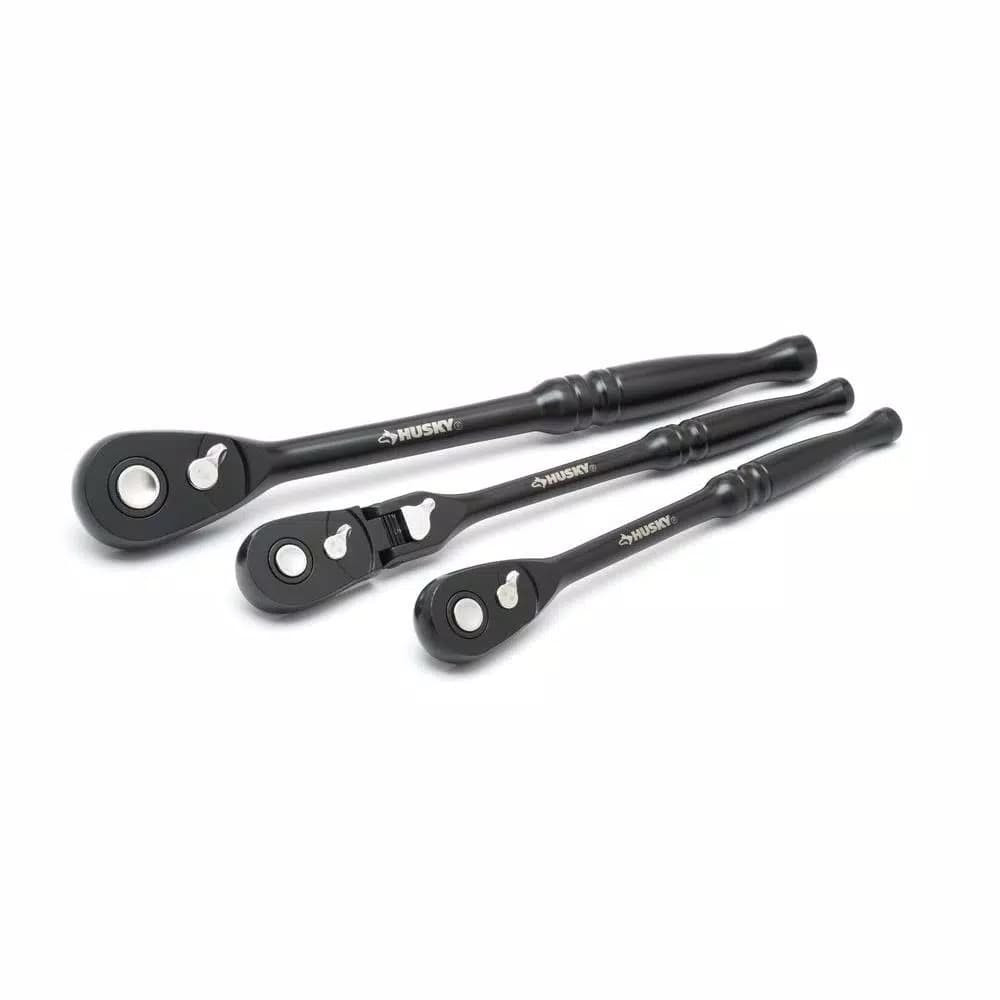 Husky 3/8 in. Drive 100-Position Low-Profile Long Handle Ratchet