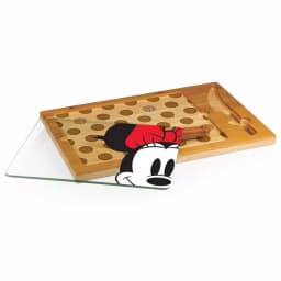 TOSCANA Minnie Mouse Icon Glass Top Serving Tray and Cheese Knife Set, Rubberwood & Bamboo thumbnail 2