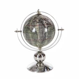 LITTON LANE 10 in. Modern Decorative Globe with Brown and Silver Stainless Steel Base thumbnail 2