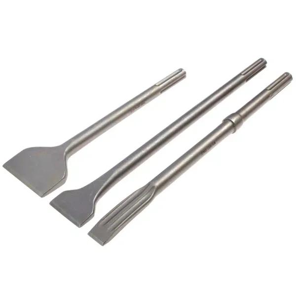 Thinset Removal Bit SDS Max Chisel Set, 3-Piece Tile and Scaling Chisel Set for Rotary or Demo Hammers