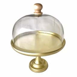 Kauri Design Champagne Gold Mango Wood & Glass 14-Inch Cake Stand thumbnail 1