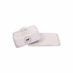 3R Studios White Stoneware Butter Dish Set of 2 - Farm to Table Country Style thumbnail 3