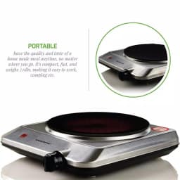 Ovente 1000W Electric Infrared Single Burner Cooktop, Silver Ceramic Glass Hot Plate thumbnail 3