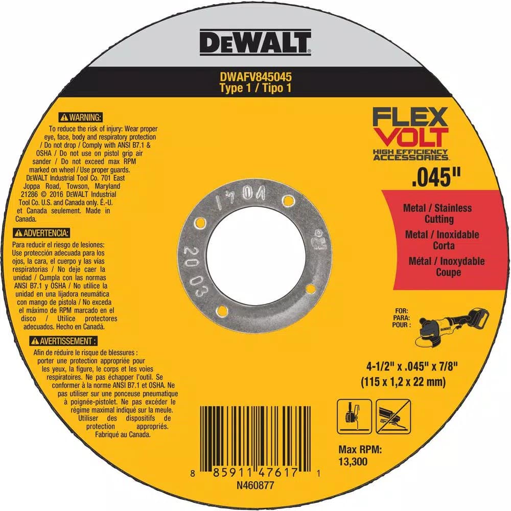 DEWALT FLEXVOLT 4-1/2 in. Ceramic Cutting Wheels, 7/8 in. Arbor, 5-Pack