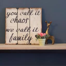 Unbranded Boulder Innovations 16 in. x 16 in. "You Call It Chaos We Call It Family" Rustic Wood Wall Art Sign thumbnail 1