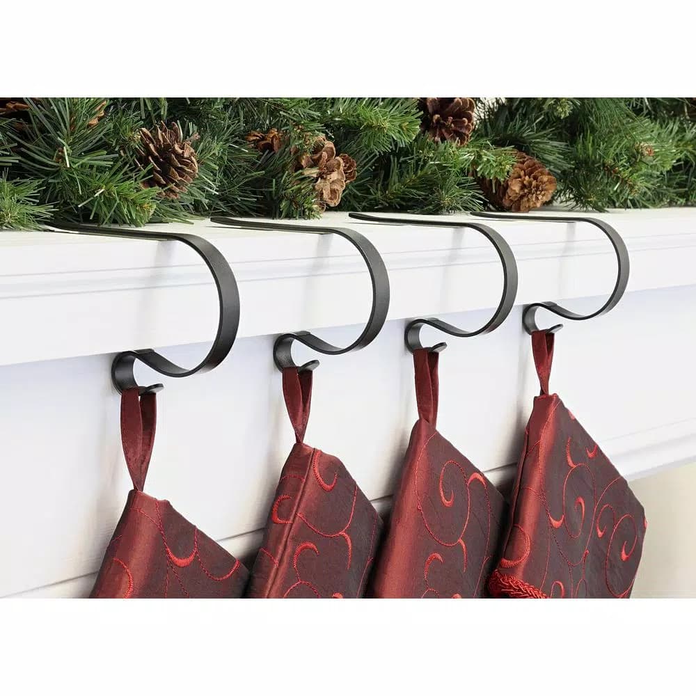 Original MantleClip MantleClip Steel Matte Black Stocking Holders, 2.5 in. (4-Pack)