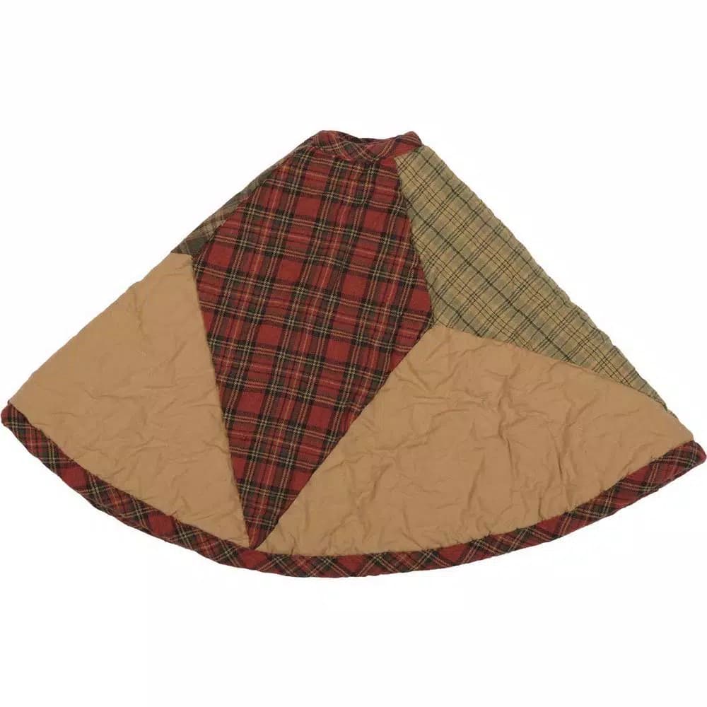 VHC Brands Tea Star 21 in. Traditional Christmas Mini Tree Skirt - Reversible Primitive Decor