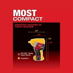 Milwaukee M12 FUEL 3/8 in. Stubby Brushless Cordless Impact Wrench Kit with Two Batteries and Charger thumbnail 5