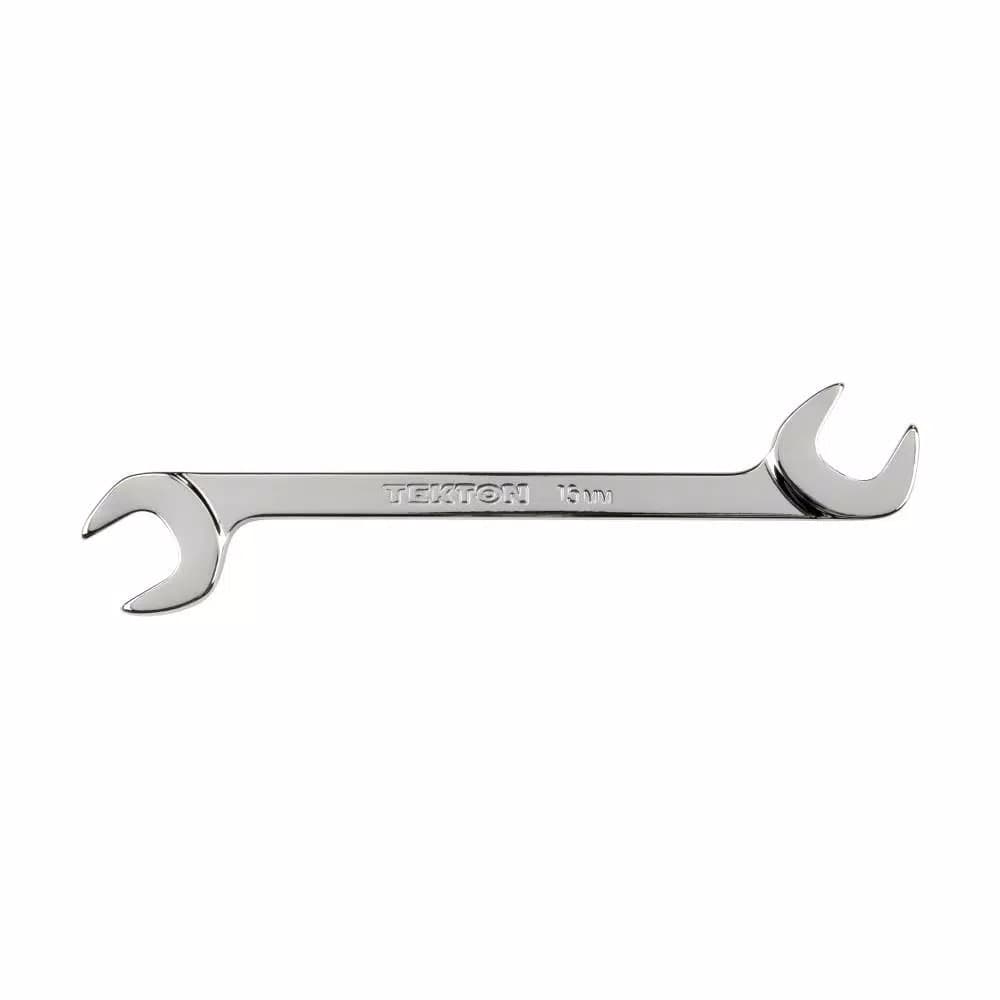 TEKTON 15 mm Angle Head Double Open End Wrench, 60° Offset