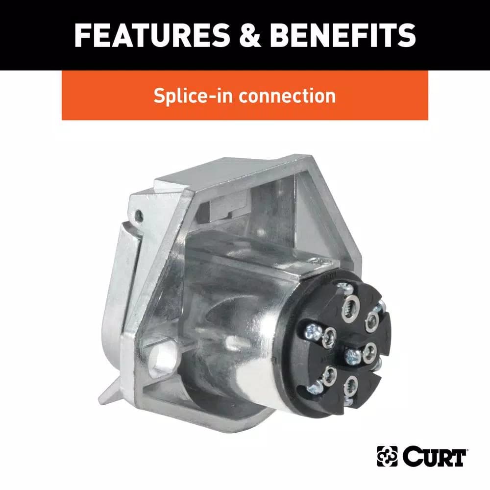 CURT 7-Way Round Trailer Connector Socket - Vehicle Side