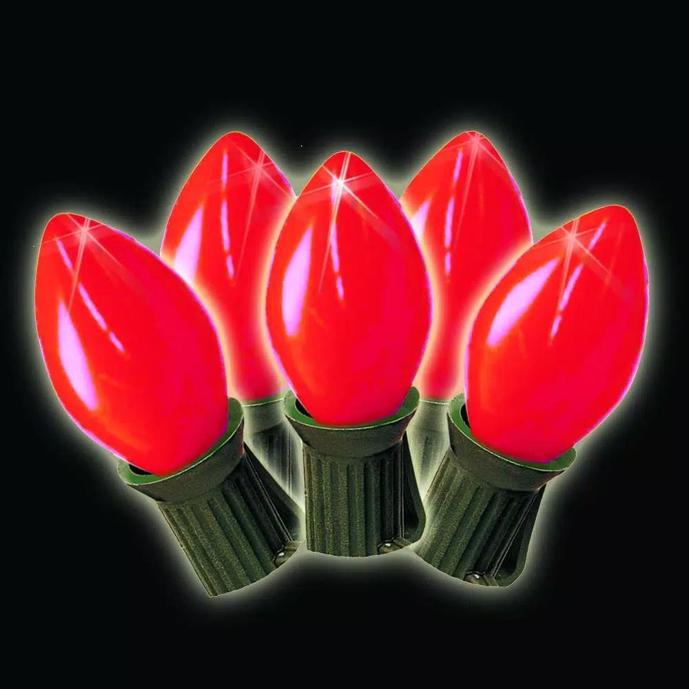 Brite Star 25-Light Red Old Fashioned C7 Incandescent String Lights, Set of 2