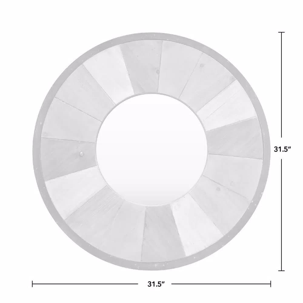 FirsTime Adler Rustic Wood Round Accent Mirror, 31.5 in. Farmhouse Style