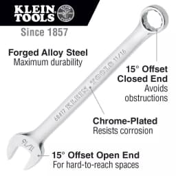 Klein Tools 7/16 in. Combination Wrench, Alloy Steel, 15° Offset thumbnail 2