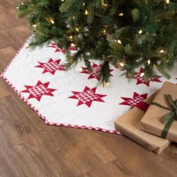 VHC Brands Emmie Red Patchwork Christmas Tree Skirt, 55 in. Hand-Quilted Cotton Farmhouse Decor thumbnail 4
