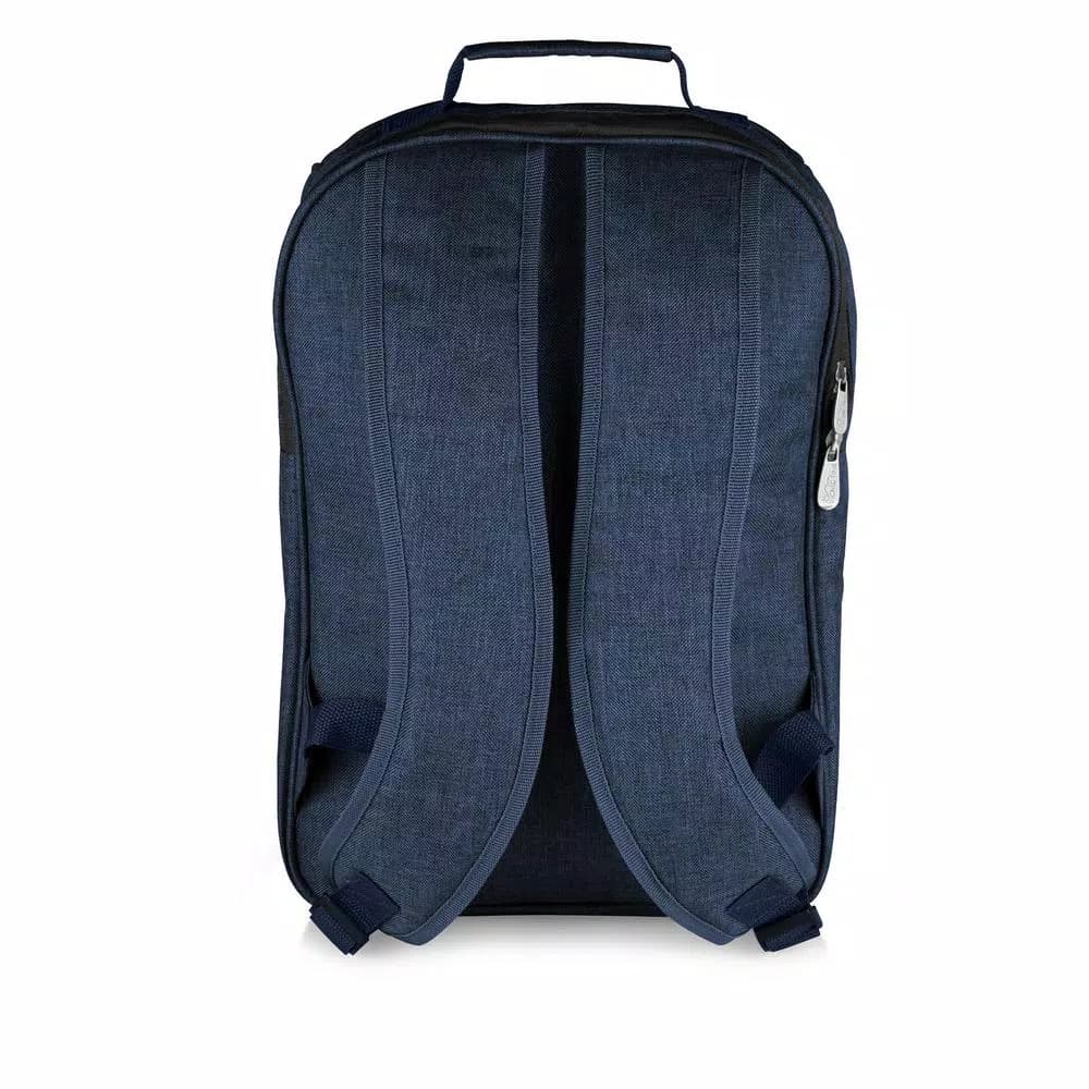 Picnic Time Colorado Navy Wood Picnic Cooler Backpack, Insulated Soft-Side Cooler for Two