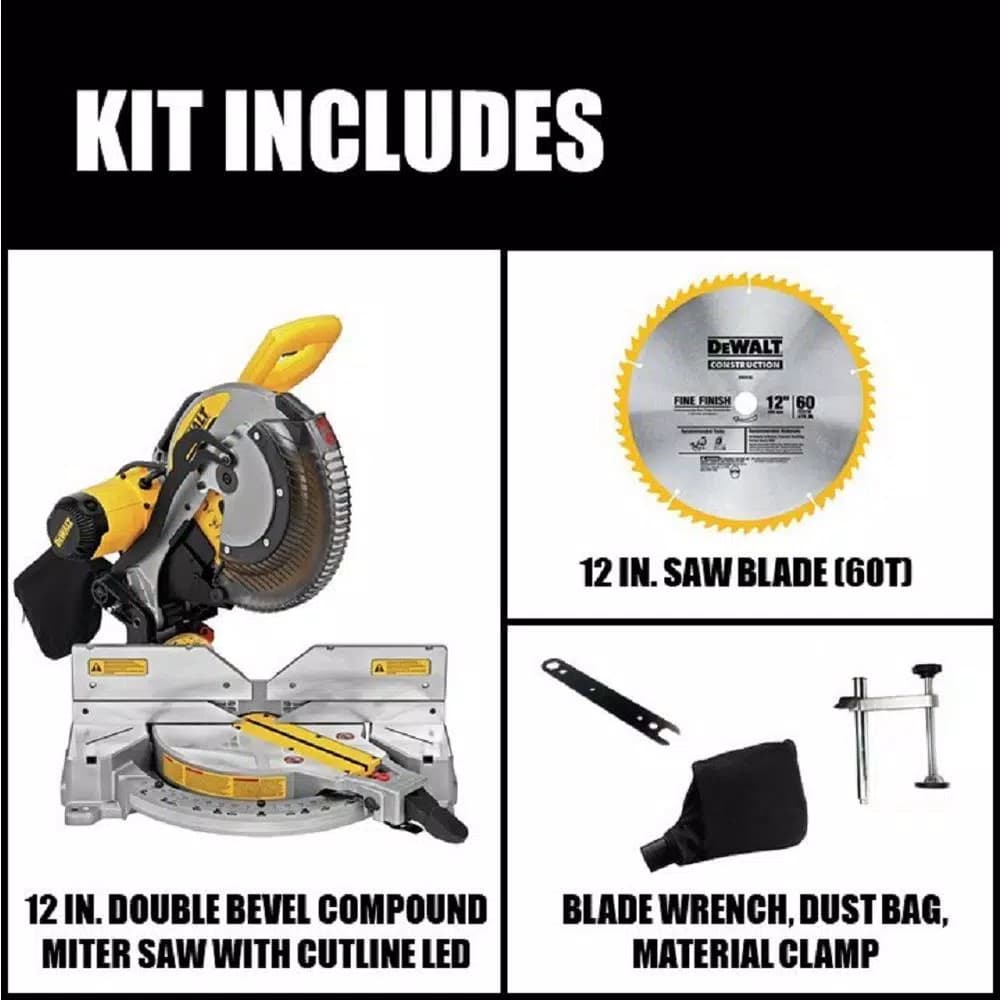 DEWALT 12 in. Double-Bevel Compound Miter Saw, 15 Amp, with Cutline LED