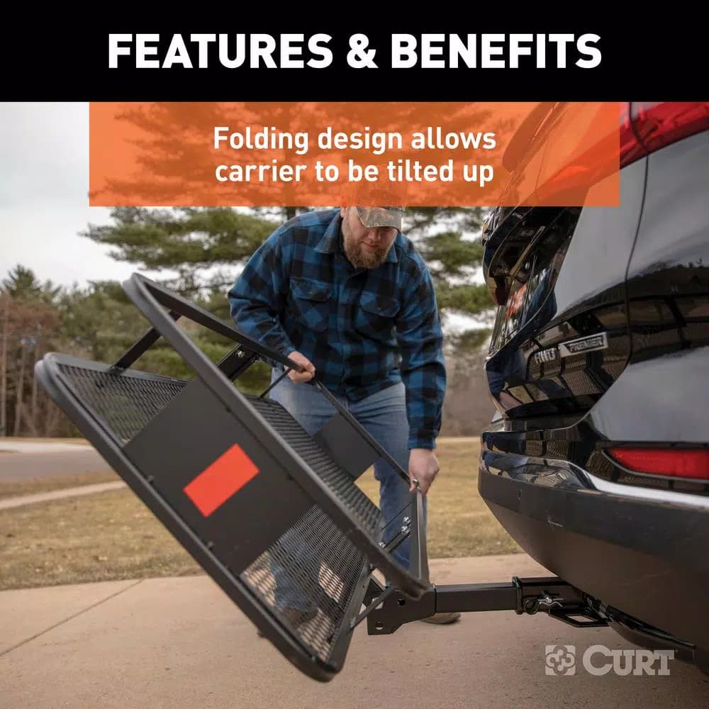 CURT Steel Wide Basket Style Hitch Cargo Carrier, 500 lb. Capacity, 2 in. Receiver