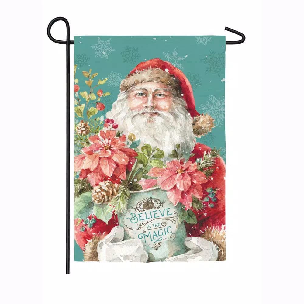 Evergreen Christmas Magic Santa Garden Flag, 18 x 12.5 in. Double-Sided Weather Resistant Decor
