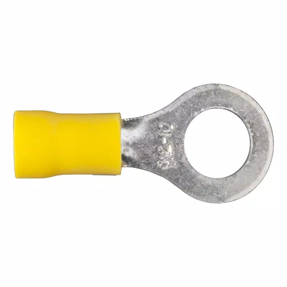 CURT Ring Terminals, 12-10 Gauge Wire, 5/16 in. Stud Size, Yellow, 100-Pack