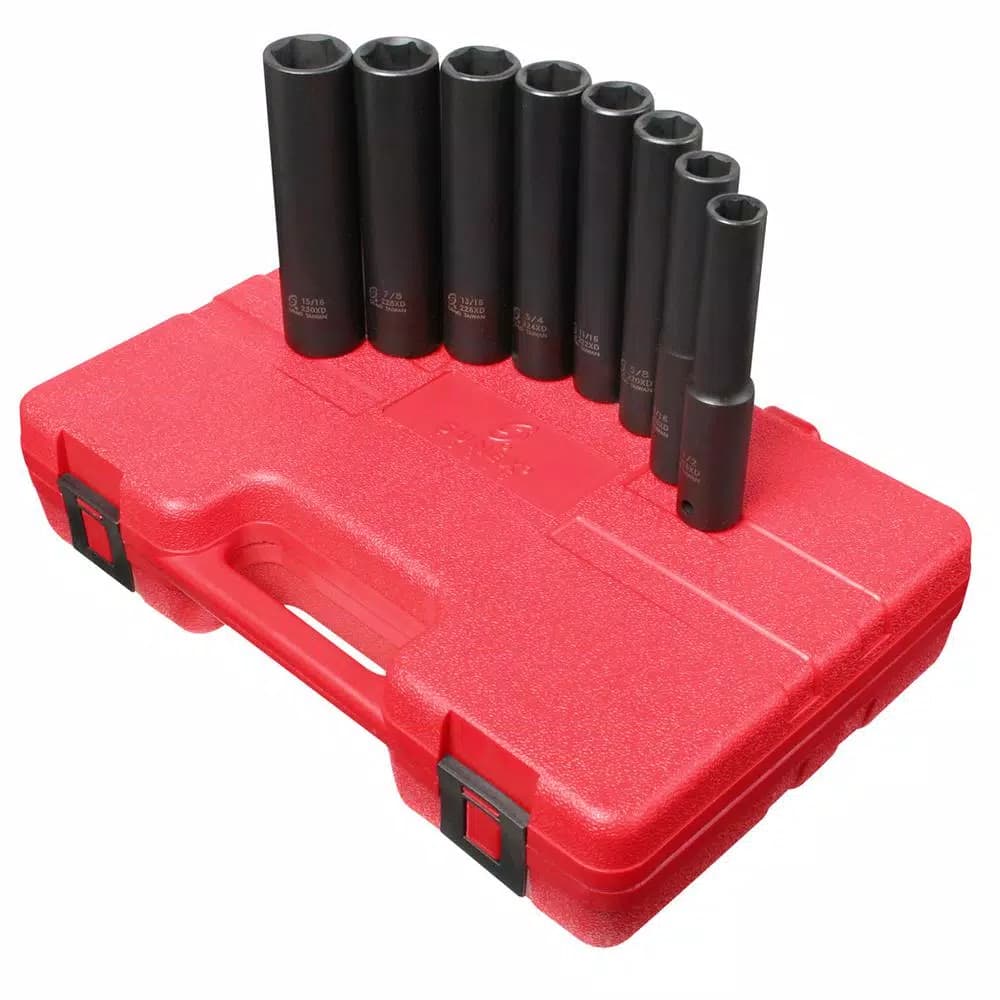 SUNEX TOOLS Sunex 2848 1/2 in. Drive Extra Deep SAE Impact Socket Set, 8-Piece