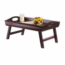 Winsome Sedona Solid Wood Bed Tray with Foldable Legs and Large Handles, Antique Walnut Finish thumbnail 3