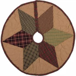 VHC Brands Tea Star 21 in. Traditional Christmas Mini Tree Skirt - Reversible Primitive Decor thumbnail 1