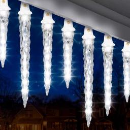 LightShow 48-Light White Shooting Star Icicle LED String Light, 7 ft Outdoor Holiday Decor thumbnail 5