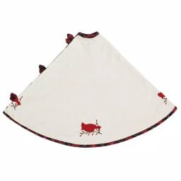 VHC Brands 48 in. Seasons Greetings Red Traditional Christmas Tree Skirt with Cardinal and Winterberry Design thumbnail 2