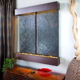 Water Wonders Nojoqui Falls Double Panel Lightweight Slate Wall Fountain with Copper Vein Trim thumbnail 5
