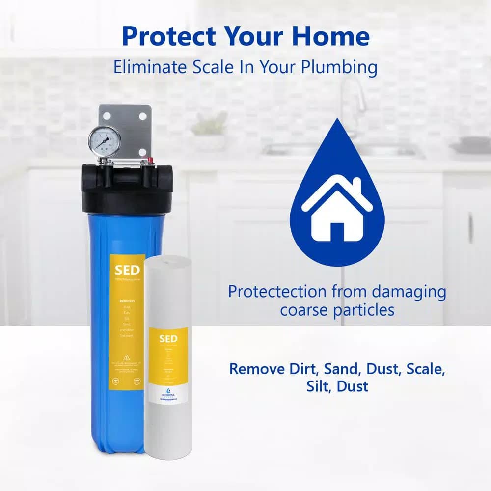 Express Water 1-Stage Whole House Sediment Water Filtration System with Pressure Gauge