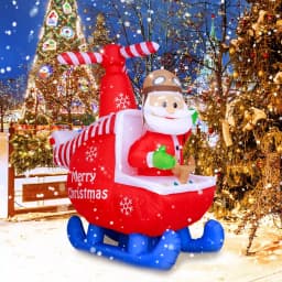 JOYDECOR 6 ft. Santa Claus on Helicopter Christmas Inflatable with Built-in LED Lights thumbnail 3