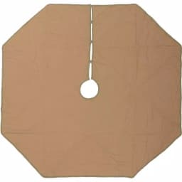 VHC Brands 48 in. Dolly Star Natural Tan Primitive Christmas Tree Skirt - Plaid Patchwork Cotton thumbnail 2