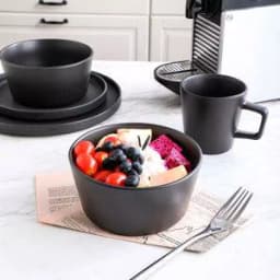 Stone Lain 16-Piece Modern Black Matte Stoneware Dinnerware Set for 4 thumbnail 8