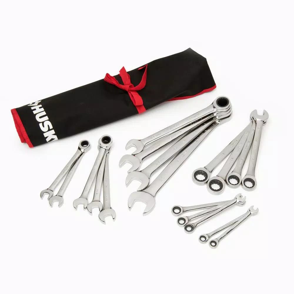 Husky 34-Piece SAE and Metric Master Ratcheting Wrench Set